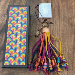 Kurt Geiger Multicolor Suede Tassel Bag Charm with Bead Accents